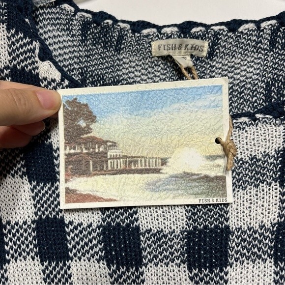Fish & Kids Vichy Gingham Knit Dress in Blue and White M NWT - Picture 8 of 15
